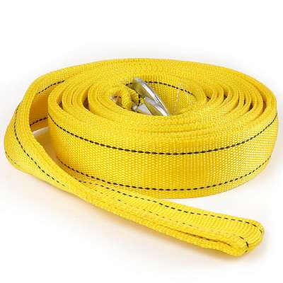 Car Tow Rope Cable Towing Strap w/Hooks 2-Layer 20000 LB Capacity 2" X 20'